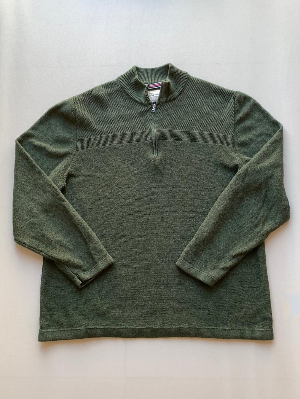 Men's Olive Half-Zip Mock Neck Sweater - (Brand Unspecified)